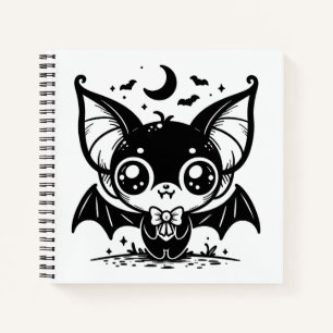 Niedlich Goth Vampire Bat Spooky Kawaii Notizblock