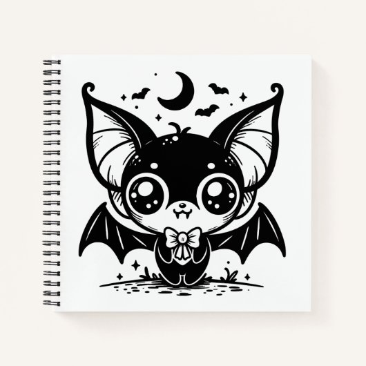 Niedlich Goth Vampire Bat Spooky Kawaii Notizblock (Vorderseite)