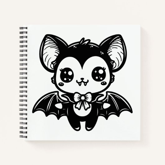 Niedlich Goth Vampire Bat Spooky Kawaii Notizblock (Vorderseite)