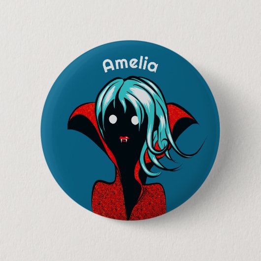Niedlich Goth Vampire Girl Name Button (Vorderseite)