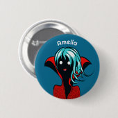 Niedlich Goth Vampire Girl Name Button (Vorne & Hinten)
