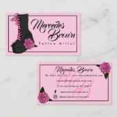 Niedlich Gothic Boot Pink Rose Tattoo Artist Visitenkarte (Vorne/Hinten)