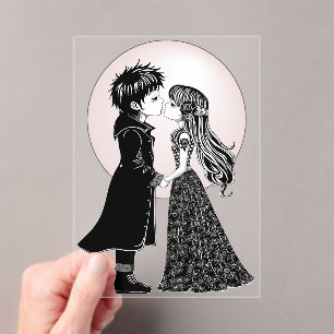 Niedlich gotische Emo Kids Kiss Valentinstag Acryleinladungen