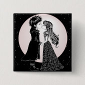Niedlich gotische Emo Kids Kiss Valentinstag Button (Vorderseite)