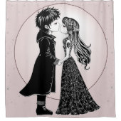 Niedlich gotische Emo Kids Kiss Valentinstag Duschvorhang (Vorderseite)
