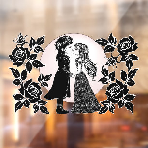 Niedlich gotische Emo Kids Kiss Valentinstag Fensteraufkleber