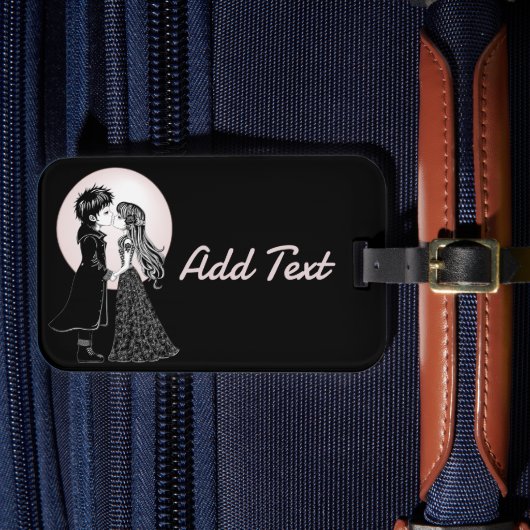 Niedlich gotische Emo Kids Kiss Valentinstag Gepäckanhänger (Vorderseite Insitu 4)