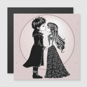 Niedlich gotische Emo Kids Kiss Valentinstag Magnetkarte