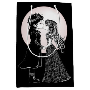 Niedlich gotische Emo Kids Kiss Valentinstag Mittlere Geschenktüte
