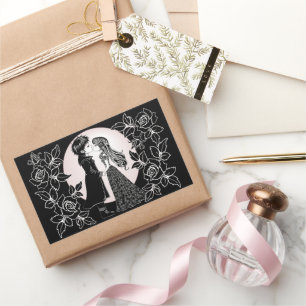 Niedlich gotische Emo Kids Kiss Valentinstag Rechteckiger Aufkleber