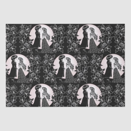 Niedlich gotische Emo Kids Kiss Valentinstag Seidenpapier (Vorderseite)