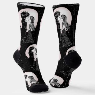 Niedlich gotische Emo Kids Kiss Valentinstag Socken