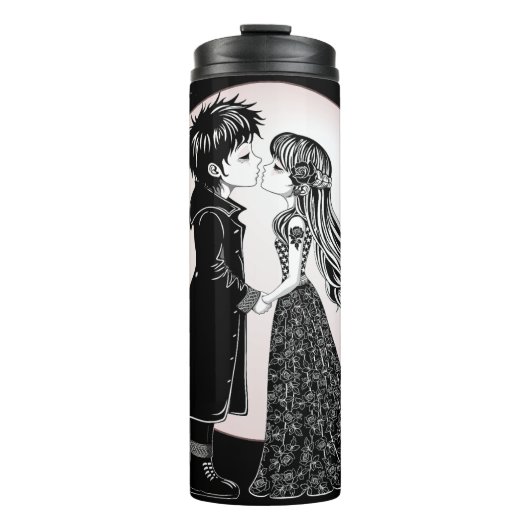 Niedlich gotische Emo Kids Kiss Valentinstag Thermosbecher (Vorderseite)
