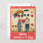 Niedlich Gotische Valentinstag Skeleton Couple Postkarte (Vorne/Hinten)