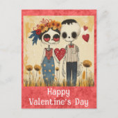 Niedlich Gotische Valentinstag Skeleton Couple Postkarte (Vorderseite)