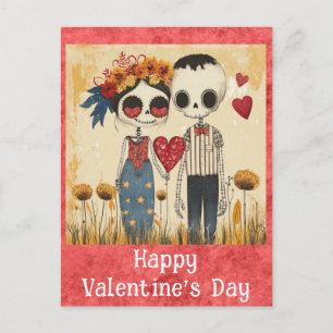 Niedlich Gotische Valentinstag Skeleton Couple Postkarte