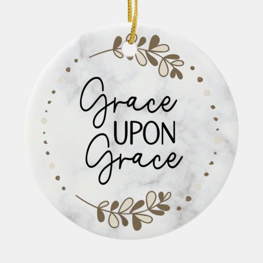 Niedlich Grace Upon Grace Script Typografie Christ Keramik Ornament (Vorne)