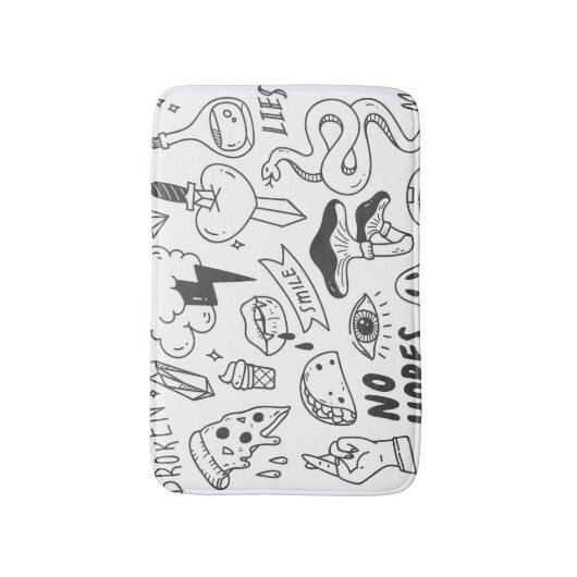 Niedlich Graffiti: Doodle Art Set. Badematte (Vorderseite Vertikal)