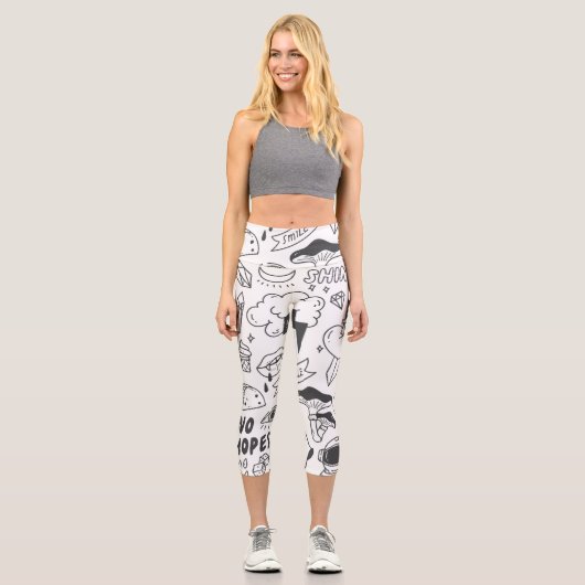 Niedlich Graffiti: Doodle Art Set. Capri Leggings (Vorderseite)