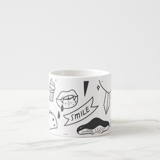 Niedlich Graffiti: Doodle Art Set. Espressotasse (Vorderseite)