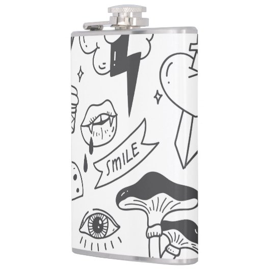 Niedlich Graffiti: Doodle Art Set. Flachmann (Links)