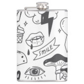 Niedlich Graffiti: Doodle Art Set. Flachmann (Vorderseite)