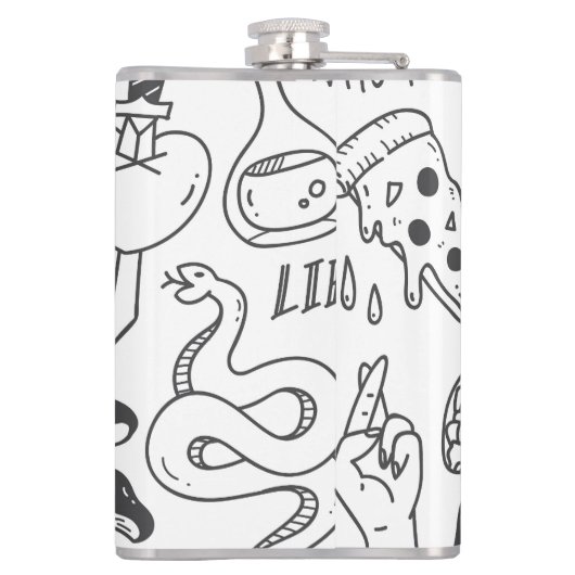 Niedlich Graffiti: Doodle Art Set. Flachmann (Rückseite)