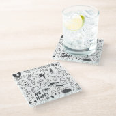 Niedlich Graffiti: Doodle Art Set. Glasuntersetzer (Schrägansicht)