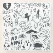Niedlich Graffiti: Doodle Art Set. Glasuntersetzer (Vorderseite)