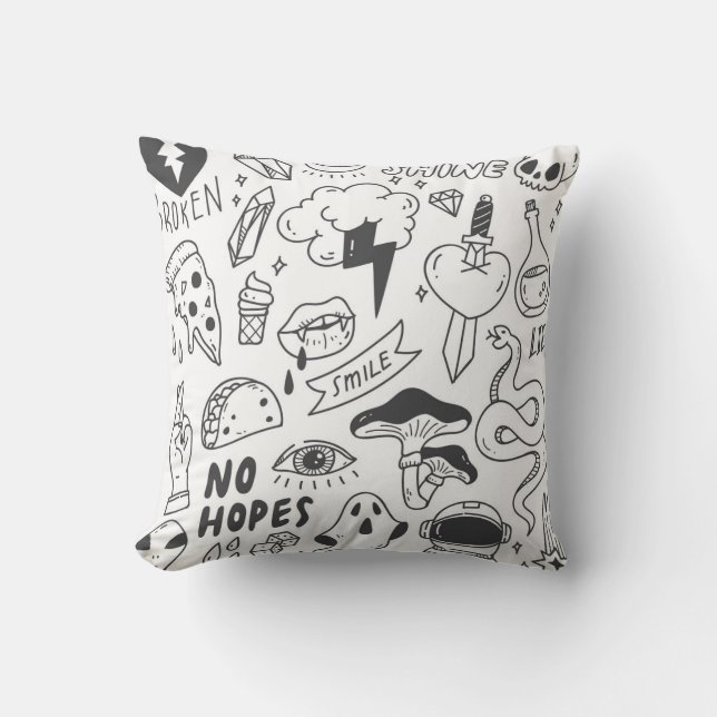 Niedlich Graffiti: Doodle Art Set. Kissen (Vorderseite)