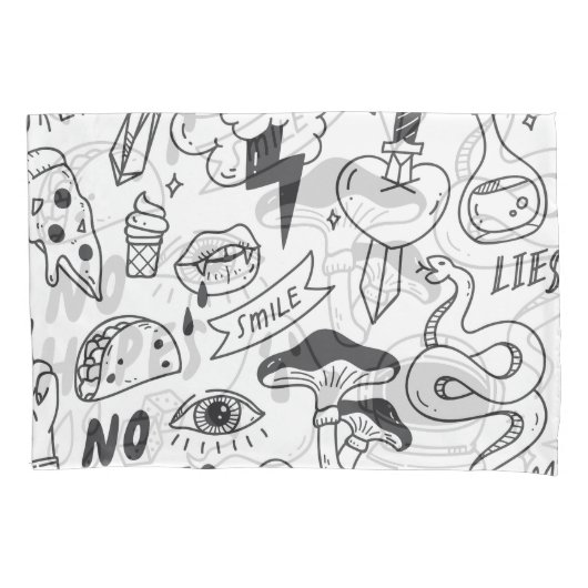 Niedlich Graffiti: Doodle Art Set. Kissenbezug (Vorderseite)