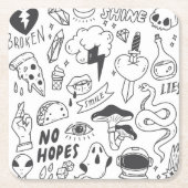 Niedlich Graffiti: Doodle Art Set. Rechteckiger Pappuntersetzer (Vorderseite)