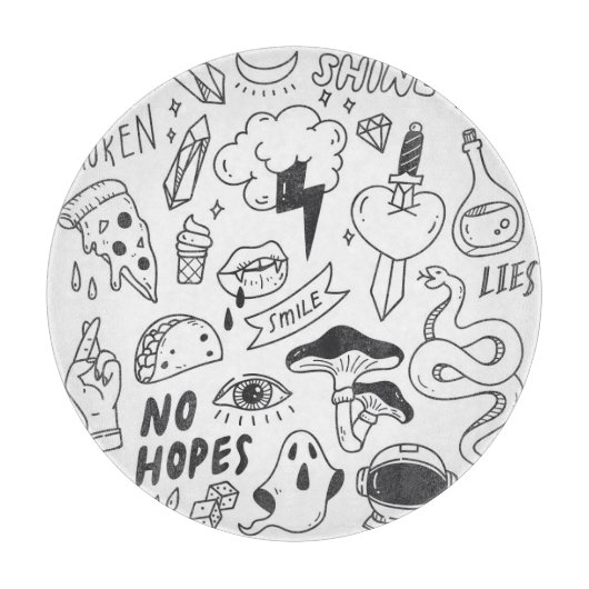 Niedlich Graffiti: Doodle Art Set. Schneidebrett (Vorderseite)