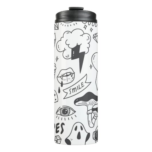Niedlich Graffiti: Doodle Art Set. Thermosbecher (Vorderseite)