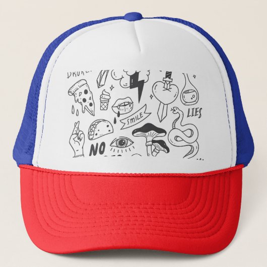 Niedlich Graffiti: Doodle Art Set. Truckerkappe (Vorderseite)