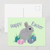 Niedlich Grau Baby Bunny Rabbit Osterferien Postkarte (Vorne/Hinten)