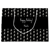 Niedlich Grau Kariertes Santa Holiday Muster Große Geschenktüte (Vorderseite)