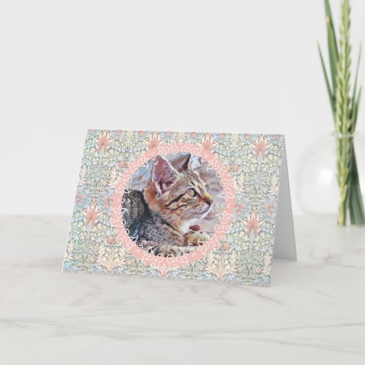 Niedlich Grau Kitten Vintage Art Note Card Karte (Vorderseite)