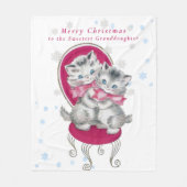 Niedlich Grau Kittens Pink Bow Weihnachtsschneeflo Fleecedecke (Vorderseite)