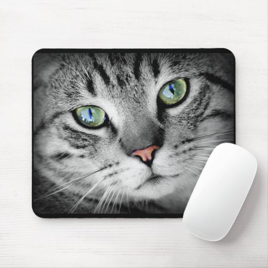 Niedlich Grau Kitty Cat Face Mouse Pad Mousepad (Mit Mouse)