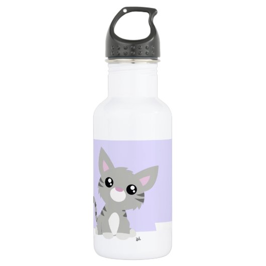 Niedlich Grau Kitty Water Flasche Edelstahlflasche (Vorderseite)