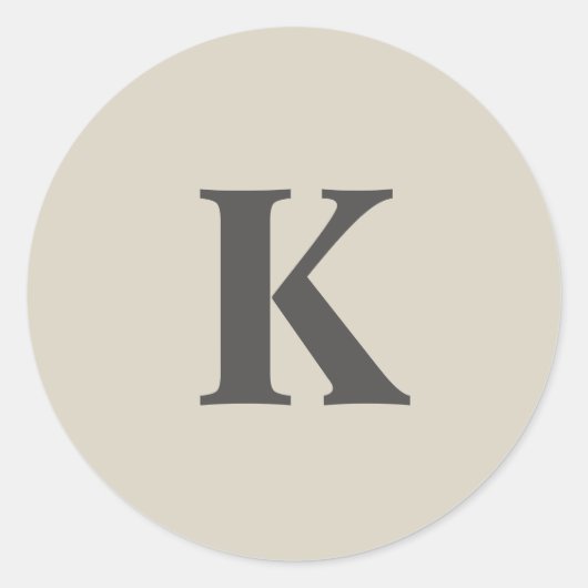 Niedlich grau Mit Monogramm Runder Aufkleber (Vorderseite)