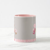 Niedlich Grau Pink Candy Cane Gingerbread Tasse (Zentrum)