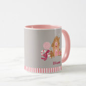 Niedlich Grau Pink Candy Cane Gingerbread Tasse (VorderseiteRechts)