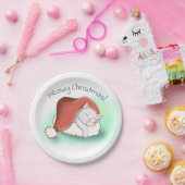 Niedlich Grau Schlafen Weihnachten Katze Pappteller (Party)