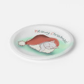 Niedlich Grau Schlafen Weihnachten Katze Pappteller (Schrägansicht)