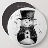 Niedlich Grau-Snowman-Weihnachtsknopf Button (Vorne & Hinten)