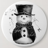 Niedlich Grau-Snowman-Weihnachtsknopf Button (Vorderseite)