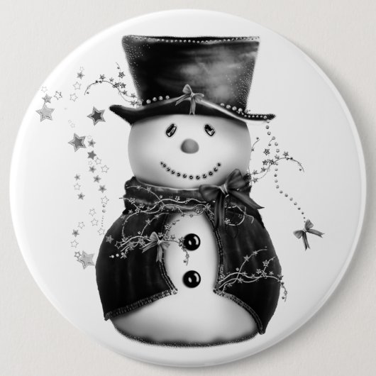 Niedlich Grau-Snowman-Weihnachtsknopf Button (Vorderseite)