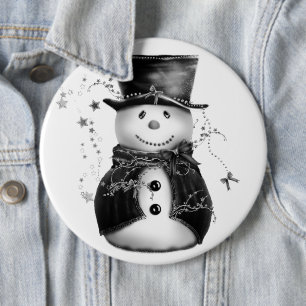 Niedlich Grau-Snowman-Weihnachtsknopf Button